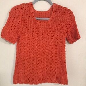 Unbranded Hand crochet orange S/M cropped top Boho hobo Summer Openknit E